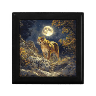 Cougar in the Moonlight Wildlife Art Gift Box