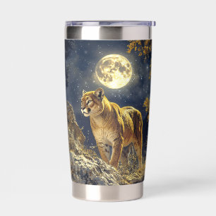 Cougar in the Moonlight Wildlife Art Insulated Tumbler