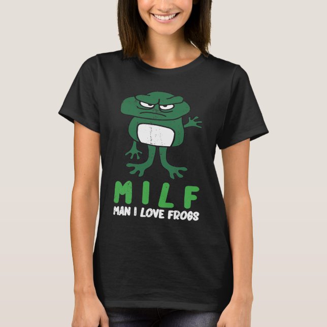 Cougar Man I Love Frogs  Amphibian Retro Frog T-Shirt (Front)
