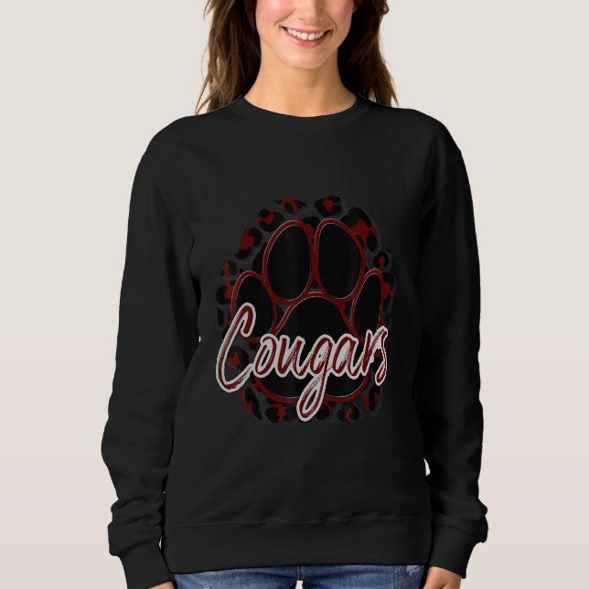 Cougar Maroon Black Cheetah School Sports Fan Team Sweatshirt (Front)