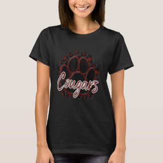 Cougar Maroon Black Cheetah School Sports Fan Team T-Shirt