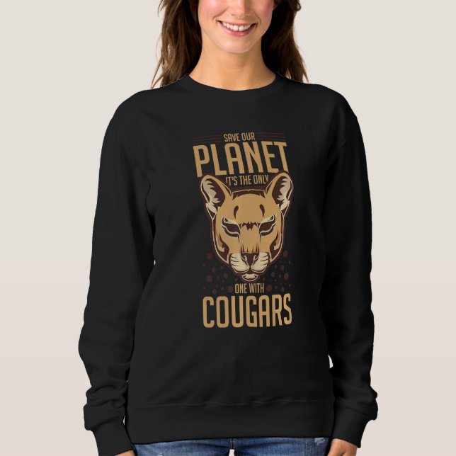 Cougar Mountain Lion Animal Cat Head Cute Wildcat  Sweatshirt (Front)