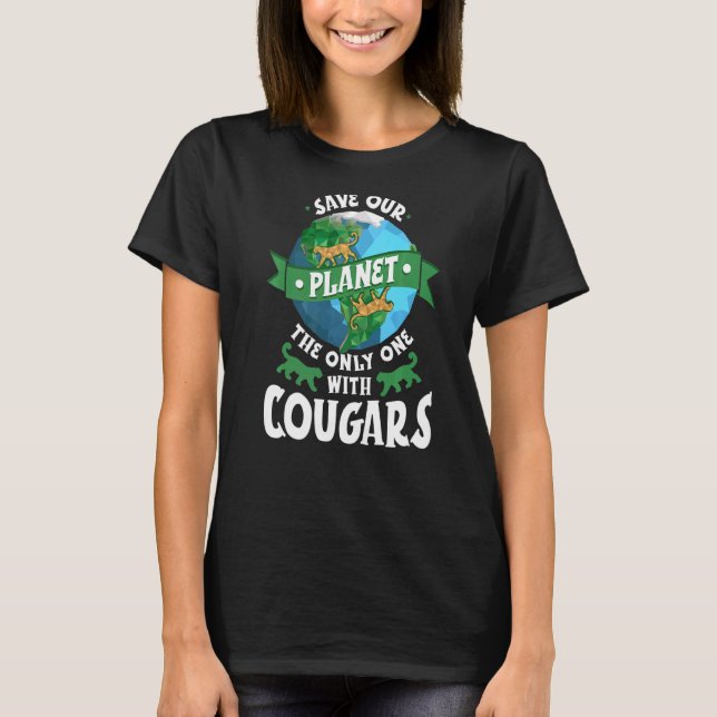 Cougar Mountain Lion Animal Cat Head  Cute Wildcat T-Shirt (Front)