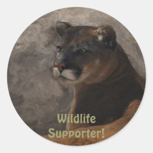 Cougar Mountain Lion Big Cat Art Design Classic Round Sticker