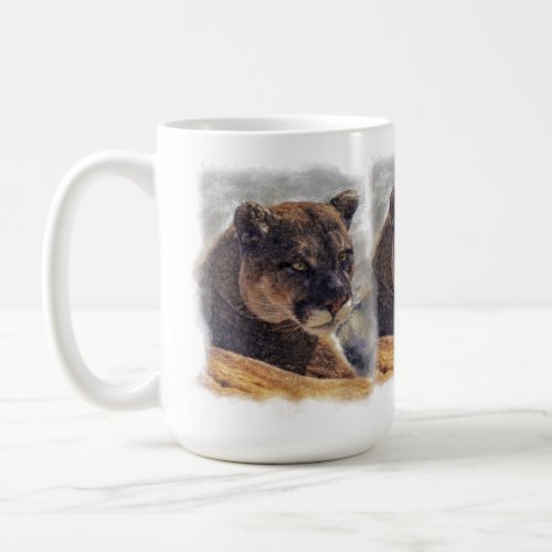 Cougar Mountain Lion Big Cat Art Design Coffee Mug