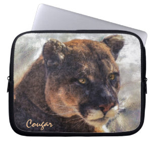 Cougar Mountain Lion Big Cat Art Design Laptop Sleeve