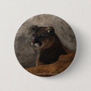 Cougar Mountain Lion Big Cat Art Design Pinback Button