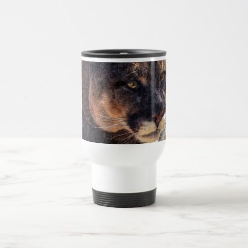 Cougar Mountain Lion Big Cat Art Design Travel Mug