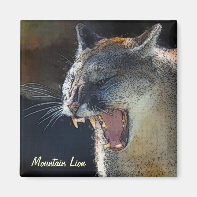 Cougar Mountain Lion Big Cat Art Magnet (Front)