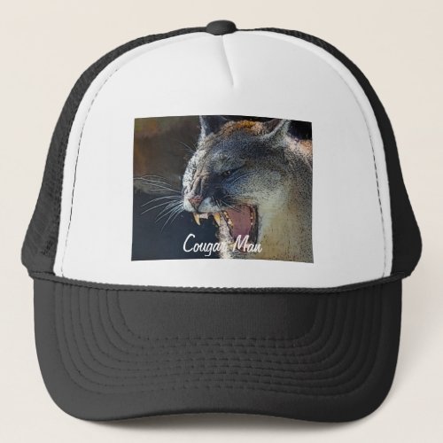 Cougar Mountain Lion Big Cat Art Trucker Hat