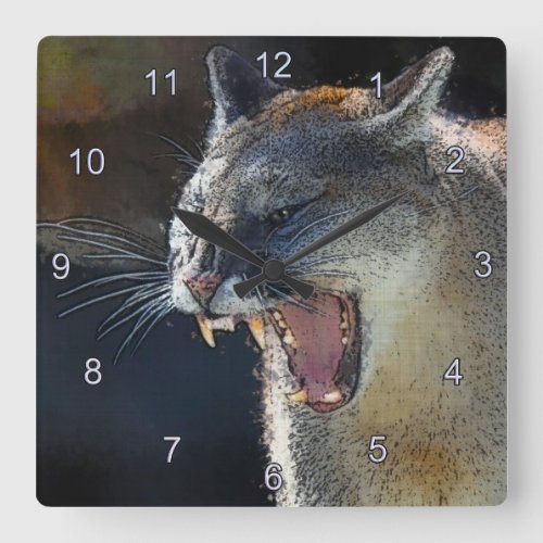 Cougar Mountain Lion Big Cat Art Wall Clock