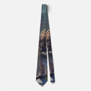 Cougar Mountain Lion Big Cat Painting IV Neck Tie