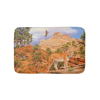 Cougar Mountain Lion In Zion National Park Bath Mat