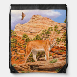 Cougar Mountain Lion In Zion National Park Drawstring Bag