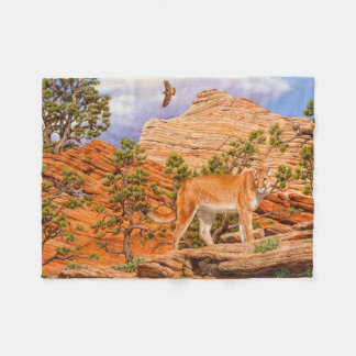 Cougar Mountain Lion In Zion National Park Fleece Blanket