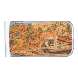 Cougar Mountain Lion In Zion National Park Silver Finish Money Clip