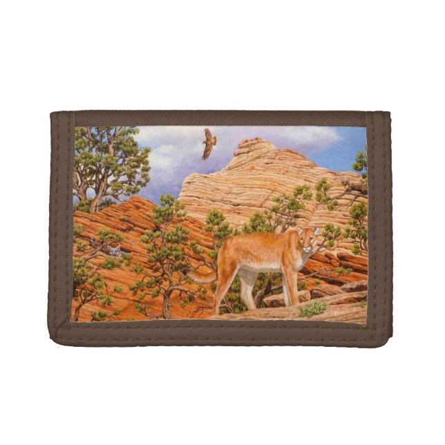 Cougar Mountain Lion In Zion National Park Trifold Wallet (Front)