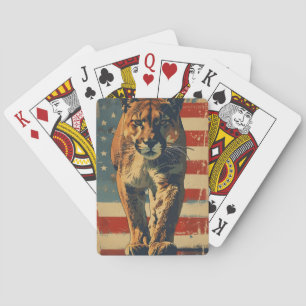 Cougar Mountain lion Independence day Poker Cards