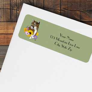 Cougar Mountain Lion Puma Flowers Label