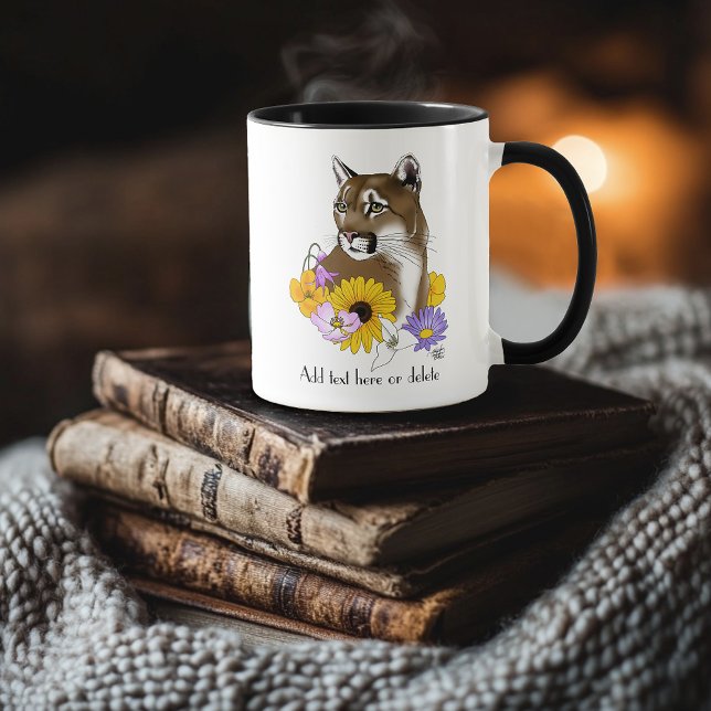 Cougar Mountain Lion Puma Flowers Mug (Creator Uploaded)