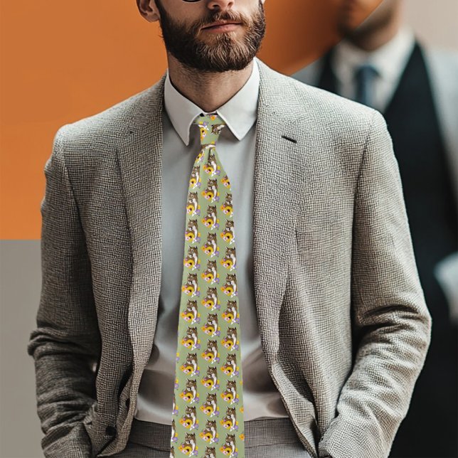 Cougar Mountain Lion Puma Flowers Neck Tie (Creator Uploaded)