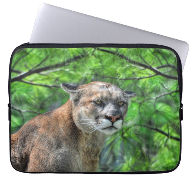 Cougar Mountain Lion & Summer Pine Laptop Sleeve (Front)