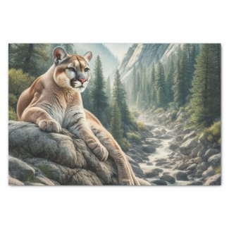 Cougar Mountain Lion Wildlife Tissue Paper