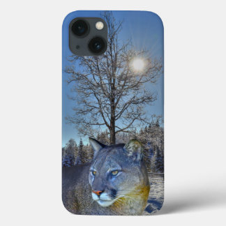 Cougar Mountain Lion & Winter Tree iPhone 13 Case