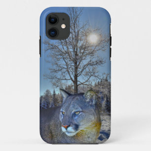 Cougar Mountain Lion & Winter Tree iPhone 11 Case