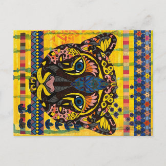 Cougar on Bright Yellow Background Post Card