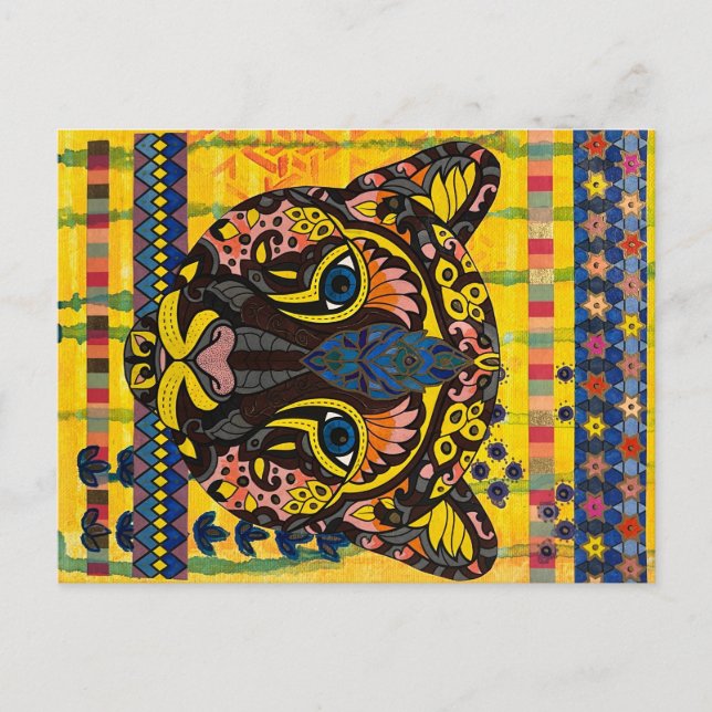 Cougar on Bright Yellow Background Post Card (Front)