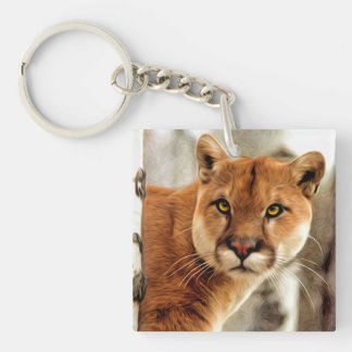Cougar Photo Painting Keychain