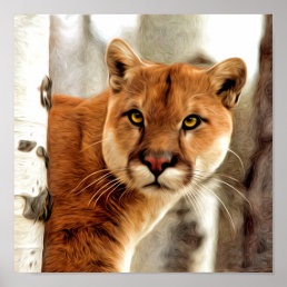 Cougar Photo Painting Poster