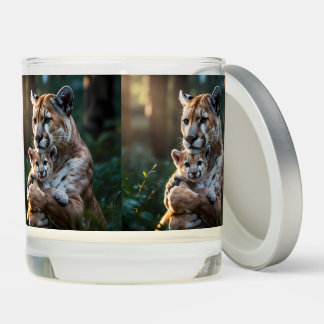 Cougar Pillar Candle, Mountain Lion Wildlife Decor Scented Candle