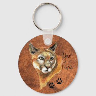 Cougar, Puma, Mountain Lion Animal Tracks Keychain