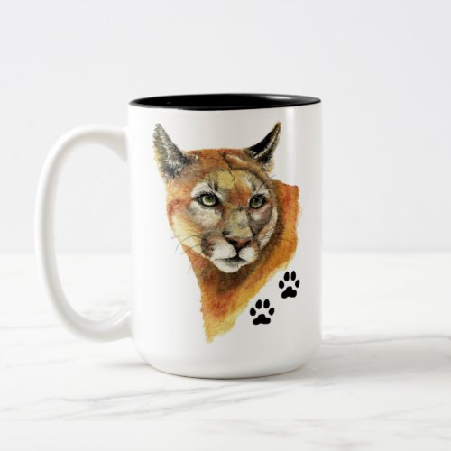 Cougar Puma Mountain Lion Animal Tracks Travel M Two_Tone Coffee Mug