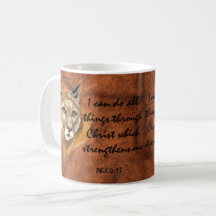 Cougar Puma Mountain Lion Joshua 1:9 Quote Coffee Mug