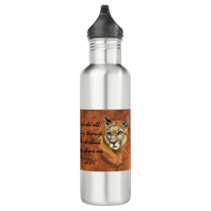 Cougar Puma Mountain Lion Joshua 1:9 Stainless Steel Water Bottle