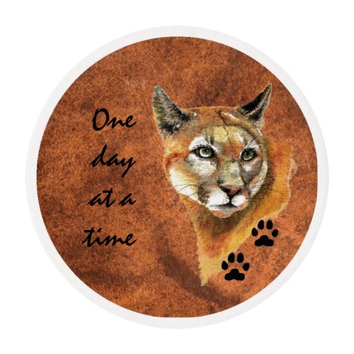 Cougar Puma Mountain Lion One day at a Time Edible Frosting Rounds