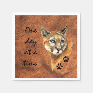 Cougar Puma Mountain Lion "One day at a Time" Napkins