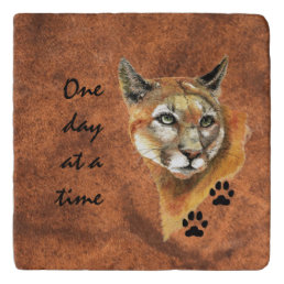 Cougar Puma Mountain Lion &quot;One day at a Time&quot; Trivet