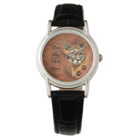 Cougar Puma Mountain Lion "one Day At A Time" Watch