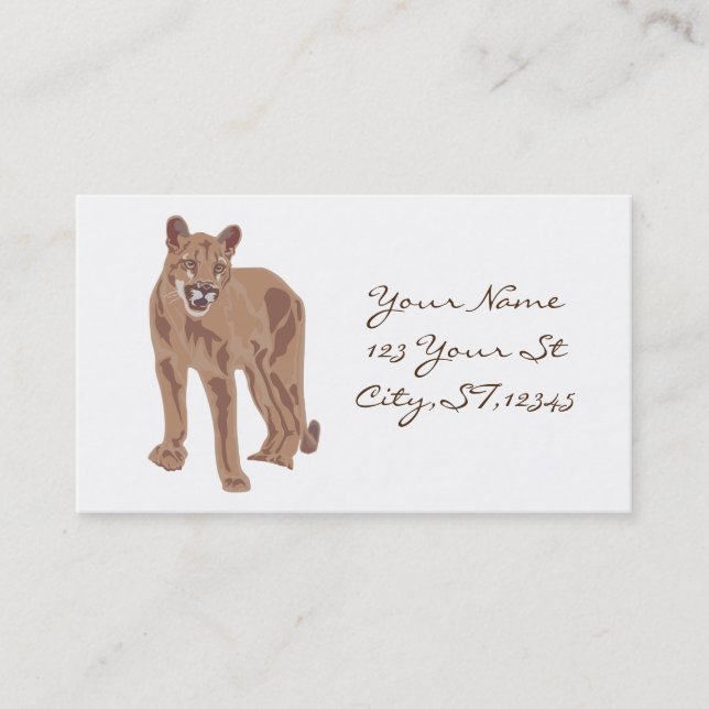 Cougar Puma Mountain Lion Thunder_Cove Business Card (Front)