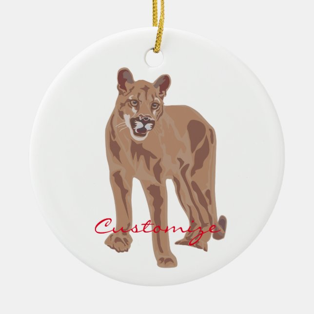 Cougar Puma Mountain Lion Thunder_Cove Ceramic Ornament (Front)