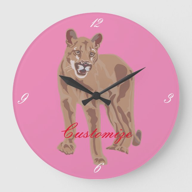 Cougar Puma Mountain Lion Thunder_Cove Large Clock (Front)