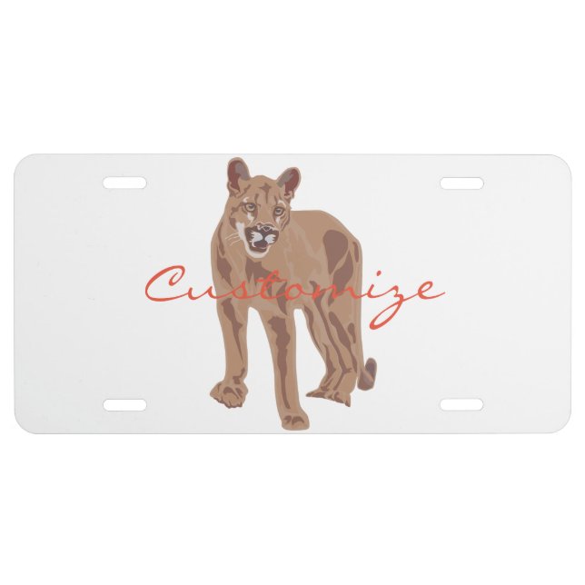 Cougar Puma Mountain Lion Thunder_Cove License Plate (Front)