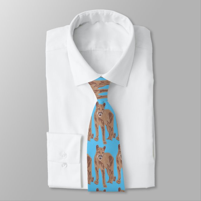 Cougar Puma Mountain Lion Thunder_Cove Neck Tie (Tied)