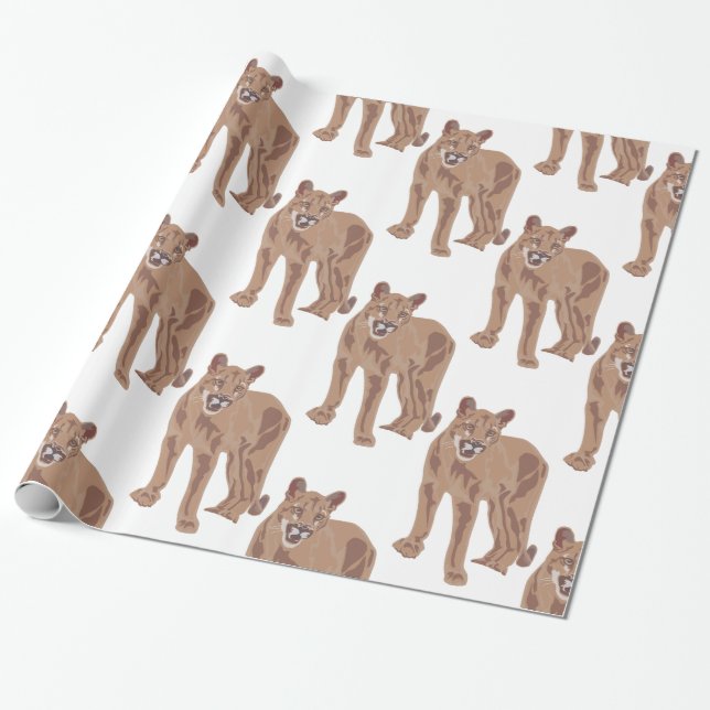 Cougar Puma Mountain Lion Thunder_Cove Wrapping Paper (Unrolled)