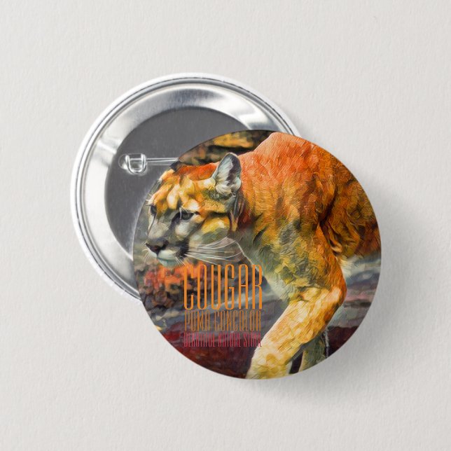 Cougar [Round Tin Badge] Button (Front & Back)