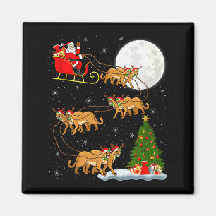 Cougar Santa Sleigh Flying Funny Magical Christmas Magnet